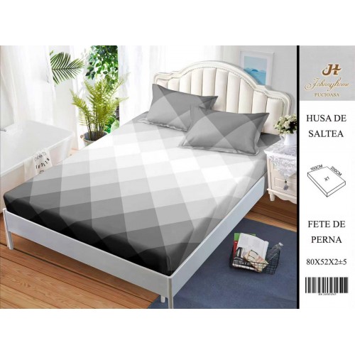 Husa de pat din Finet Satinat si fete de perna, 3 piese, 2 persoane, 160x200cm, HBSM24