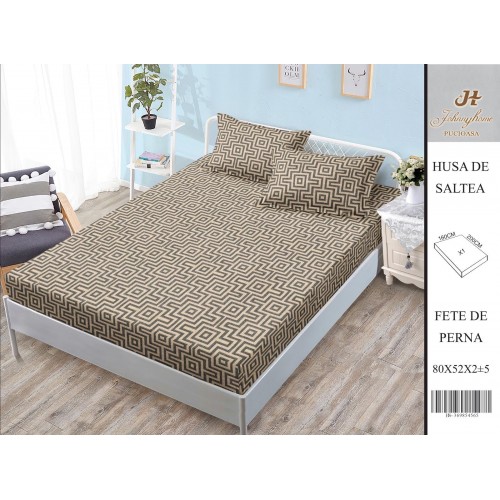 Husa de pat din Finet Satinat si fete de perna, 3 piese, 2 persoane, 160x200cm, HBSM26