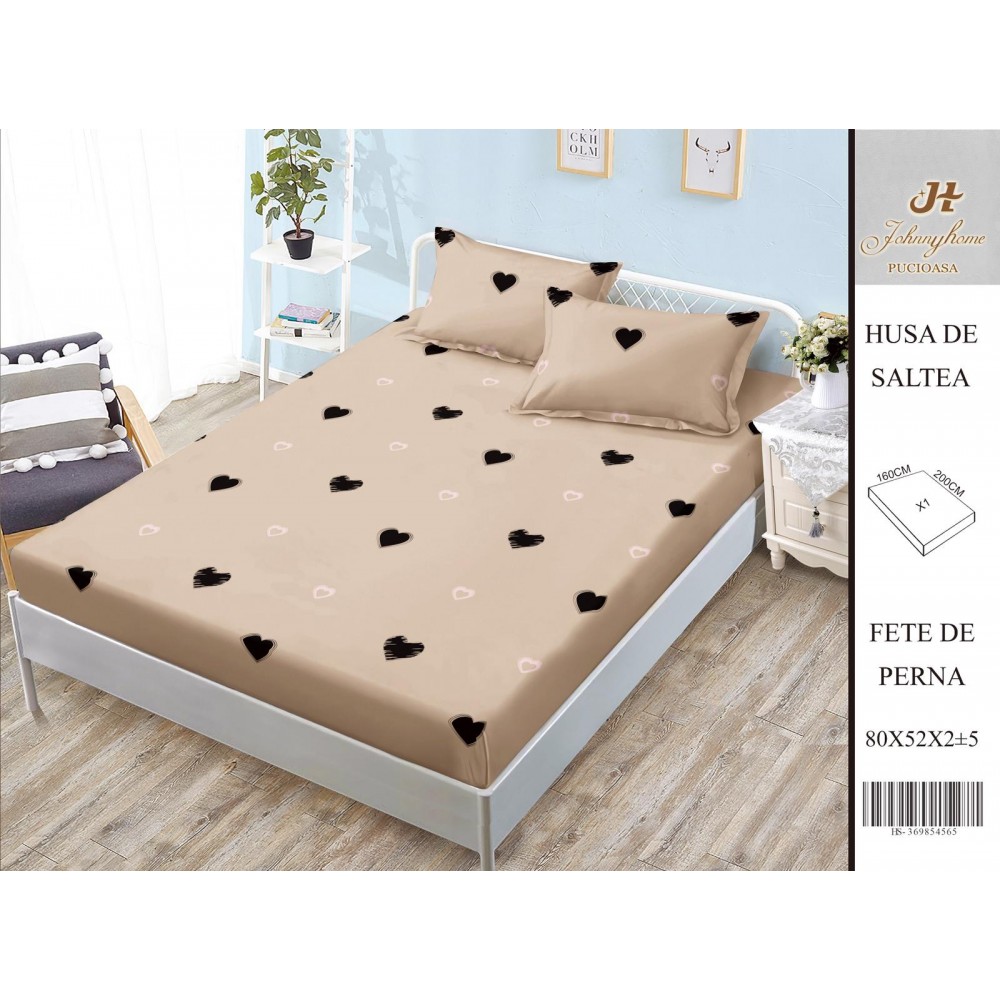 Husa de pat din Finet Satinat si fete de perna, 3 piese, 2 persoane, 160x200cm, HBSM27 Huse din bumbac satinat