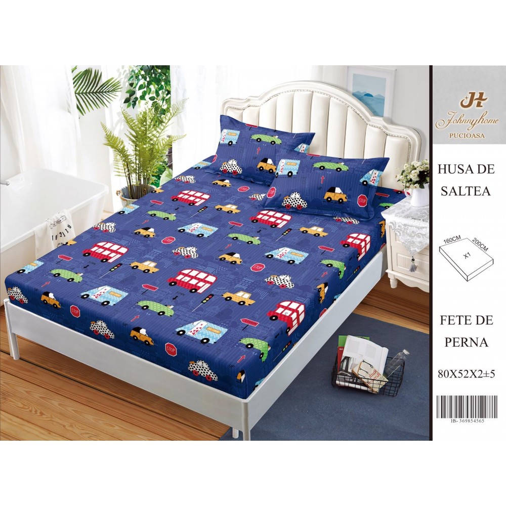 Husa de pat din Finet Satinat si fete de perna, 3 piese, 2 persoane, 160x200cm, HBSM30 Huse din bumbac satinat