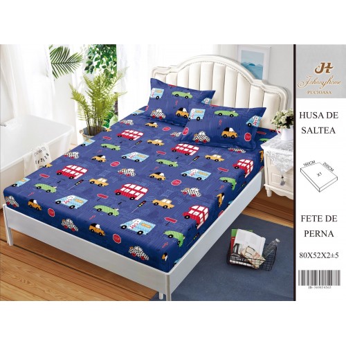 Husa de pat din Finet Satinat si fete de perna, 3 piese, 2 persoane, 160x200cm, HBSM30