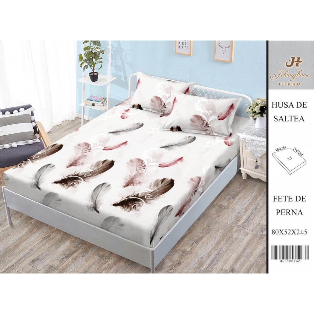 Husa de pat din Finet Satinat si fete de perna, 3 piese, 2 persoane, 160x200cm, HBSM31 Huse din bumbac satinat