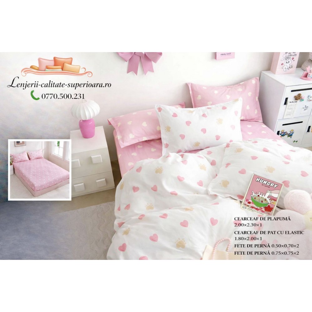 Lenjerie de pat 3D Premium –CEARCEAF DE PAT CU ELASTIC,180X200, COD LFPCE2 Lenjerii din finet 6 piese cu  elastic