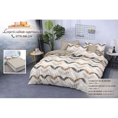 Lenjerie de pat 3D Premium –CEARCEAF DE PAT CU ELASTIC,180X200, COD LFPCE3