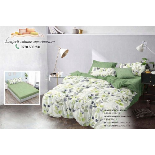 Lenjerie de pat 3D Premium –CEARCEAF DE PAT CU ELASTIC,180X200, COD LFPCE4