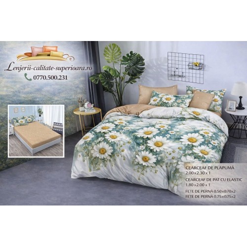 Lenjerie de pat 3D Premium –CEARCEAF DE PAT CU ELASTIC,180X200, COD LFPCE9