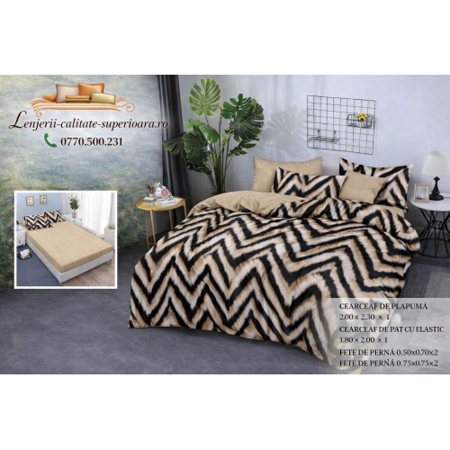 Lenjerie de pat 3D Premium –CEARCEAF DE PAT CU ELASTIC,180X200, COD LFPCE10