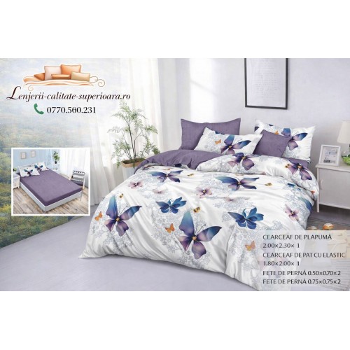 Lenjerie de pat 3D Premium –CEARCEAF DE PAT CU ELASTIC,180X200, COD LFPCE11