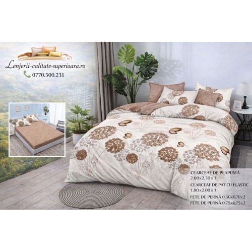 Lenjerie de pat 3D Premium –CEARCEAF DE PAT CU ELASTIC,180X200, COD LFPCE15