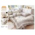 Lenjerie de pat 4 piese dublu Deluxe din Bumbac Soft Touch cu Volanase, VOL13