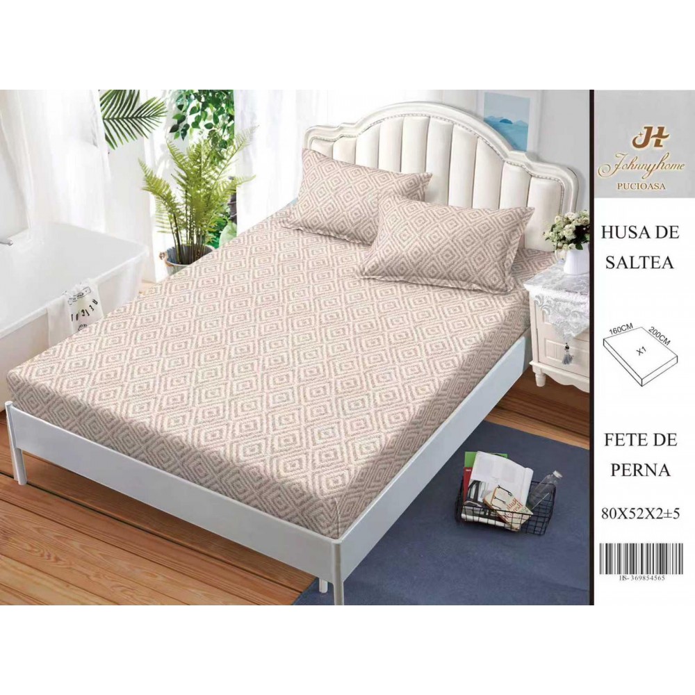 Husa de pat din Finet Satinat si fete de perna, 3 piese, 2 persoane, 160x200cm, HBSM36 Huse din bumbac satinat