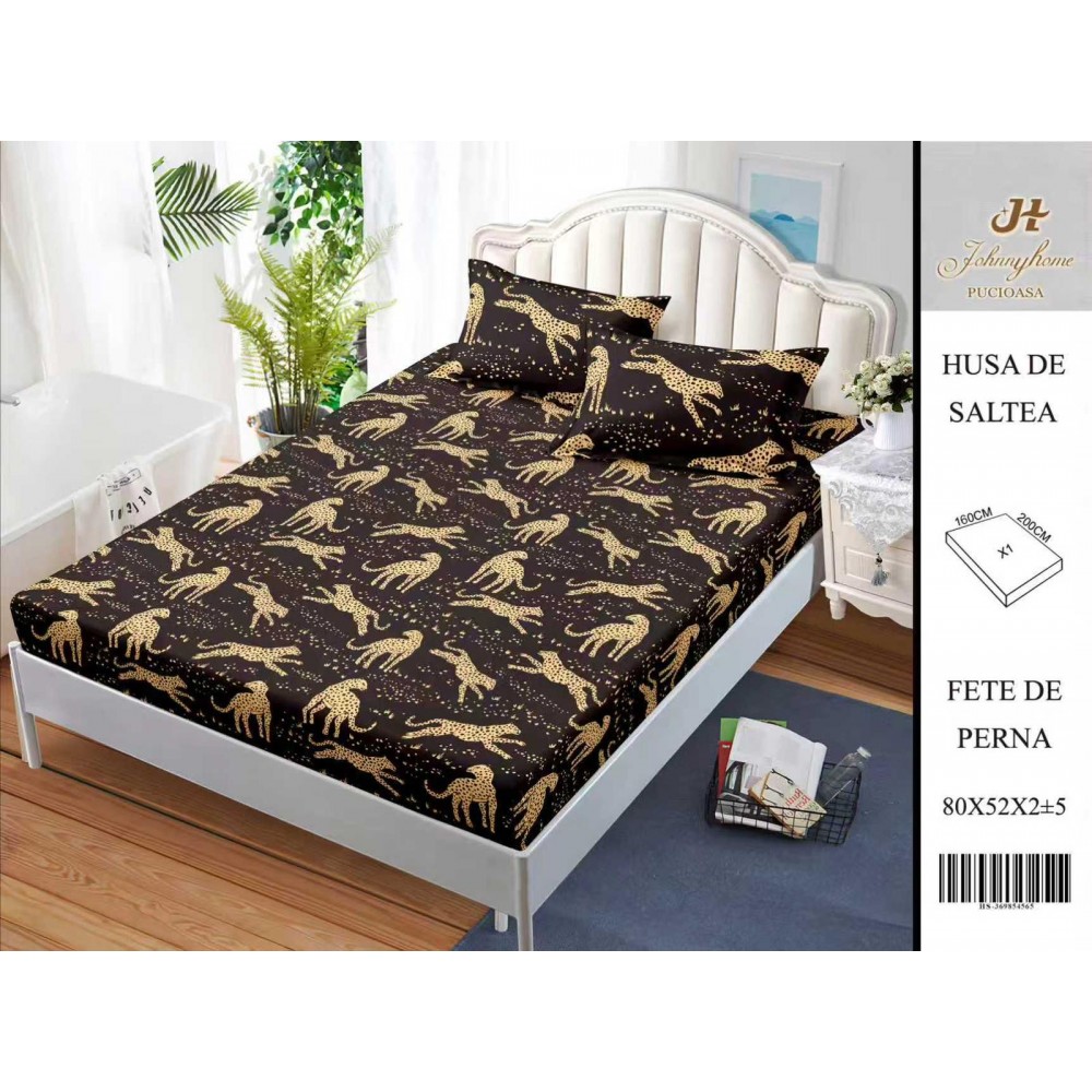 Husa de pat din Finet Satinat si fete de perna, 3 piese, 2 persoane, 160x200cm, HBSM37 Huse din bumbac satinat