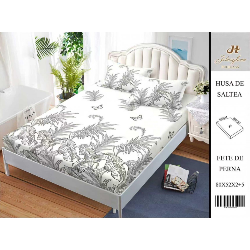 Husa de pat din Finet Satinat si fete de perna, 3 piese, 2 persoane, 160x200cm, HBSM39 Huse din bumbac satinat