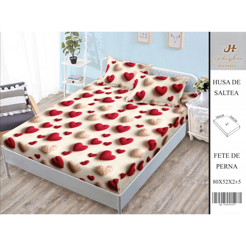 Husa de pat din Finet Satinat si fete de perna, 3 piese, 2 persoane, 160x200cm, HBSM40 Huse din bumbac satinat