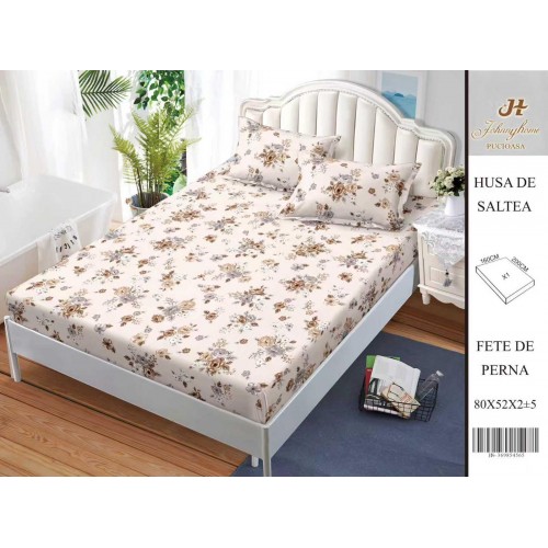 Husa de pat din Finet Satinat si fete de perna, 3 piese, 2 persoane, 160x200cm, HBSM45