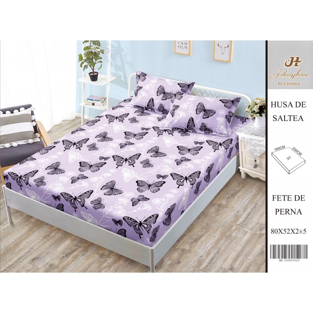 Husa de pat din Finet Satinat si fete de perna, 3 piese, 2 persoane, 160x200cm, HBSM48 Huse din bumbac satinat