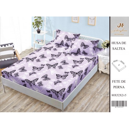 Husa de pat din Finet Satinat si fete de perna, 3 piese, 2 persoane, 160x200cm, HBSM48