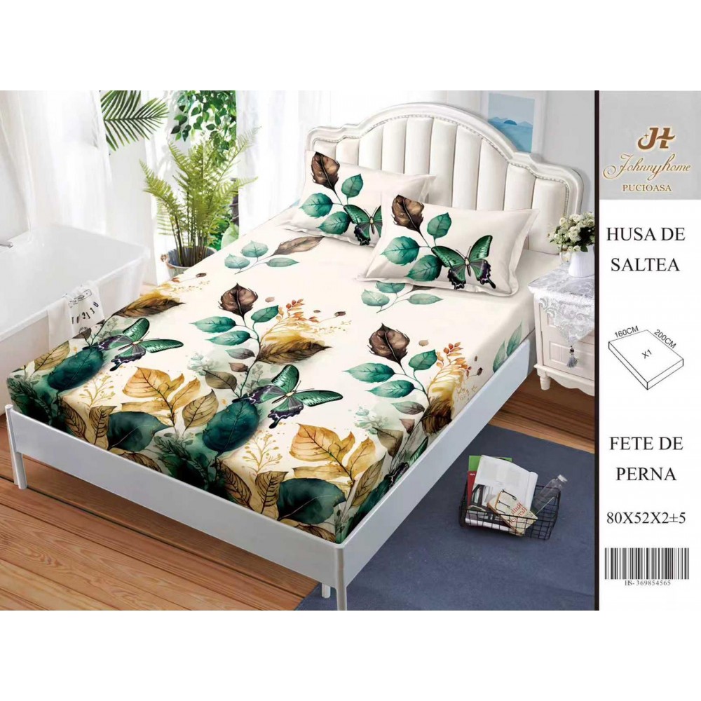 Husa de pat din Finet Satinat si fete de perna, 3 piese, 2 persoane, 160x200cm, HBSM50 Huse din bumbac satinat