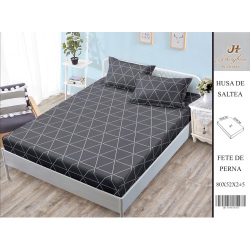 Husa de pat din Finet Satinat si fete de perna, 3 piese, 2 persoane, 160x200cm, HBSM52