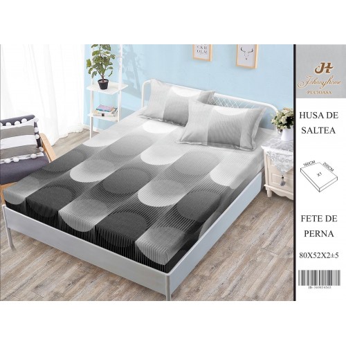 Husa de pat din Finet Satinat si fete de perna, 3 piese, 2 persoane, 160x200cm, HBSM56