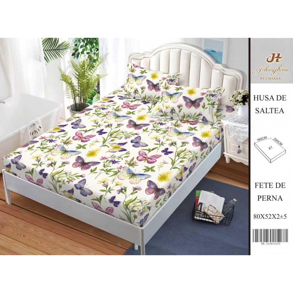 Husa de pat din Finet Satinat si fete de perna, 3 piese, 2 persoane, 160x200cm, HBSM61 Huse din bumbac satinat