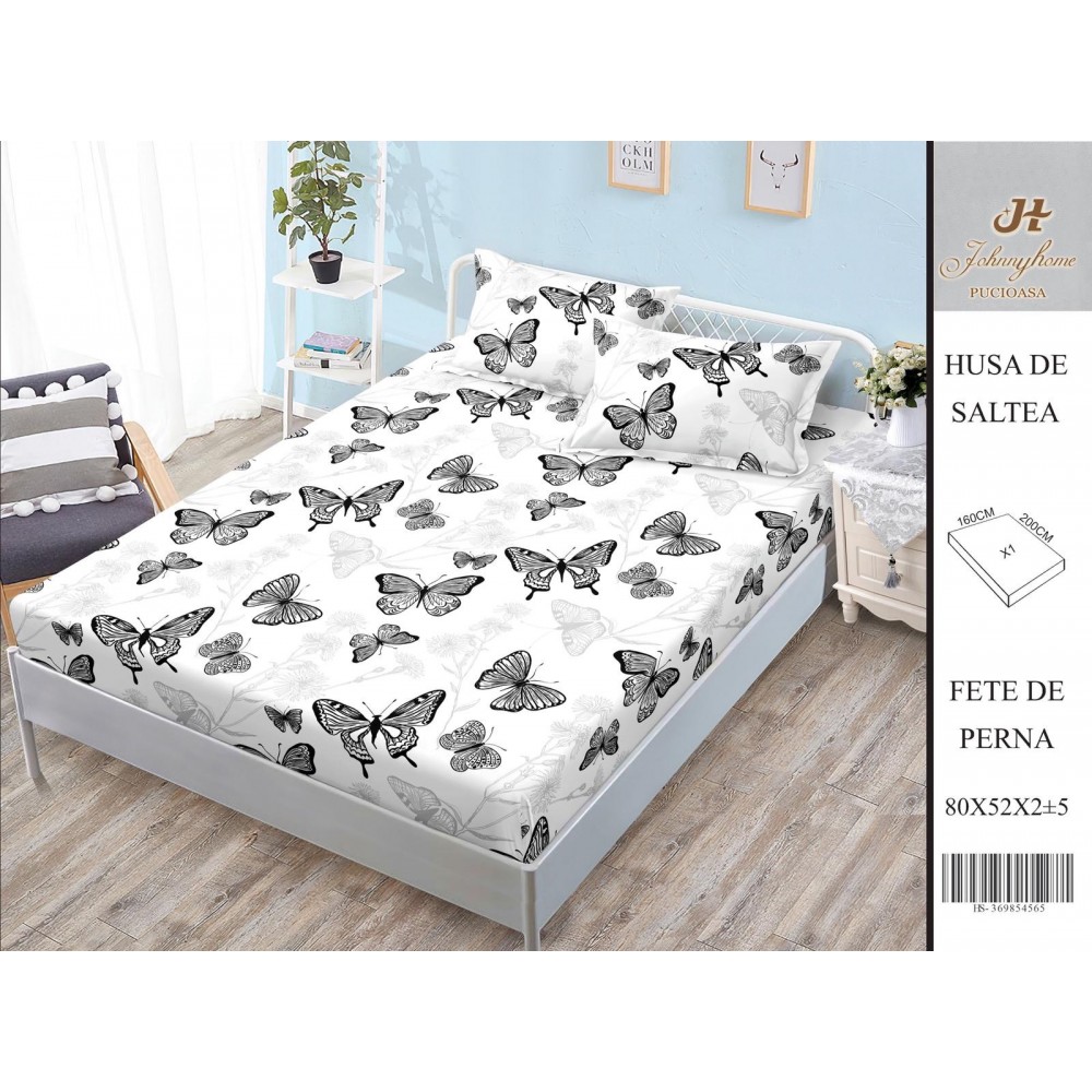 Husa de pat din Finet Satinat si fete de perna, 3 piese, 2 persoane, 160x200cm, HBSM62 Huse din bumbac satinat
