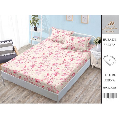 Husa de pat din Finet Satinat si fete de perna, 3 piese, 2 persoane, 160x200cm, HBSM63