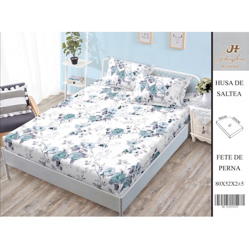 Husa de pat din Finet Satinat si fete de perna, 3 piese, 2 persoane, 160x200cm, HBSM64