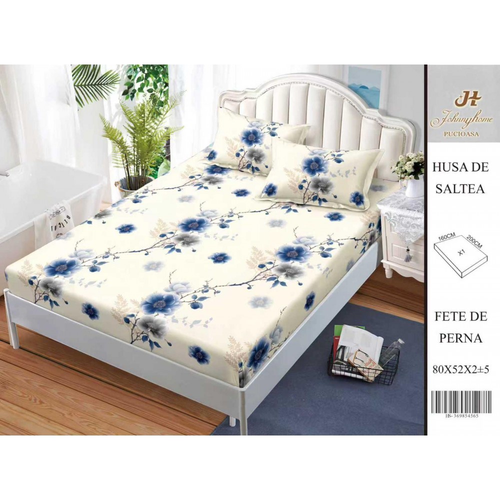 Husa de pat din Finet Satinat si fete de perna, 3 piese, 2 persoane, 160x200cm, HBSM65 Huse din bumbac satinat