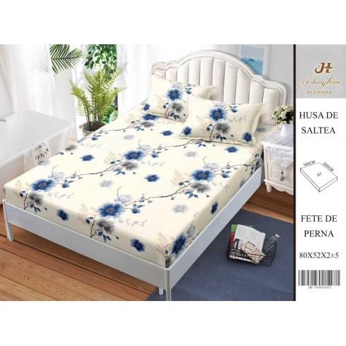 Husa de pat din Finet Satinat si fete de perna, 3 piese, 2 persoane, 160x200cm, HBSM65