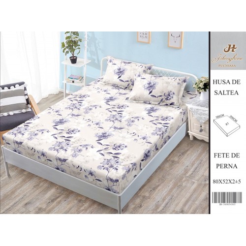 Husa de pat din Finet Satinat si fete de perna, 3 piese, 2 persoane, 160x200cm, HBSM66