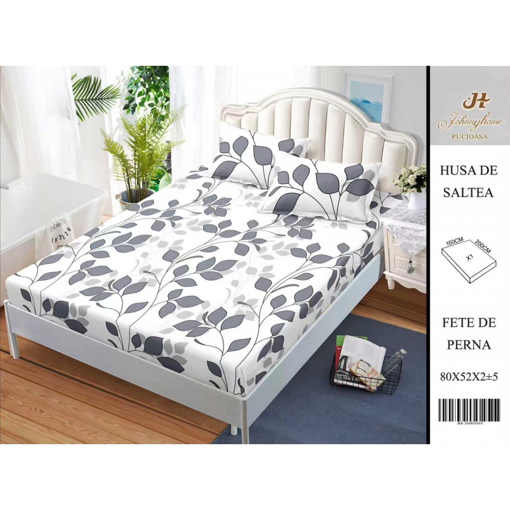 Husa de pat din Finet Satinat si fete de perna, 3 piese, 2 persoane, 160x200cm, HBSM67 Huse din bumbac satinat