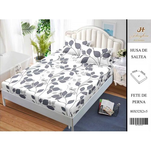 Husa de pat din Finet Satinat si fete de perna, 3 piese, 2 persoane, 160x200cm, HBSM67