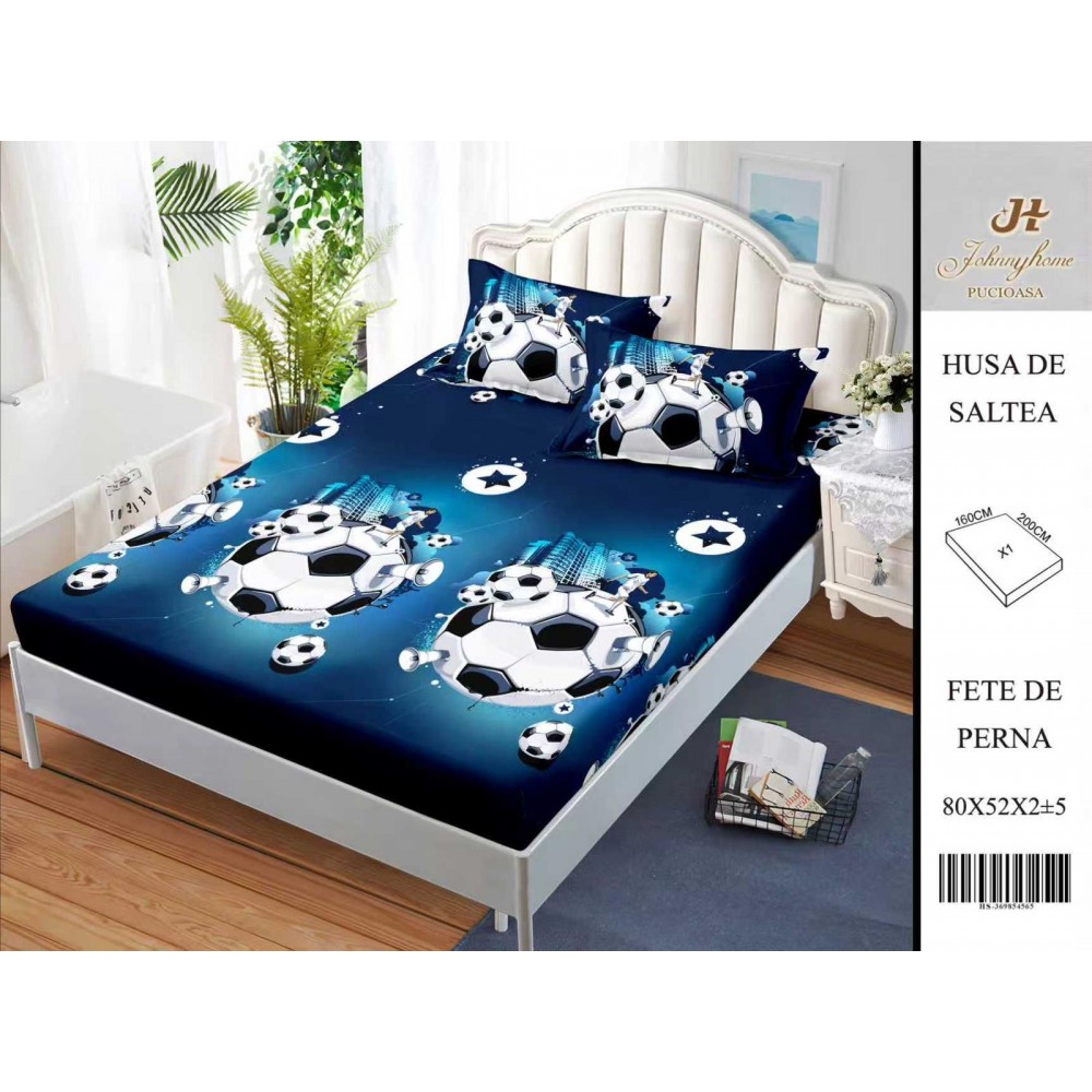 Husa de pat din Finet Satinat si fete de perna, 3 piese, 2 persoane, 160x200cm, HBSM69 Huse din bumbac satinat