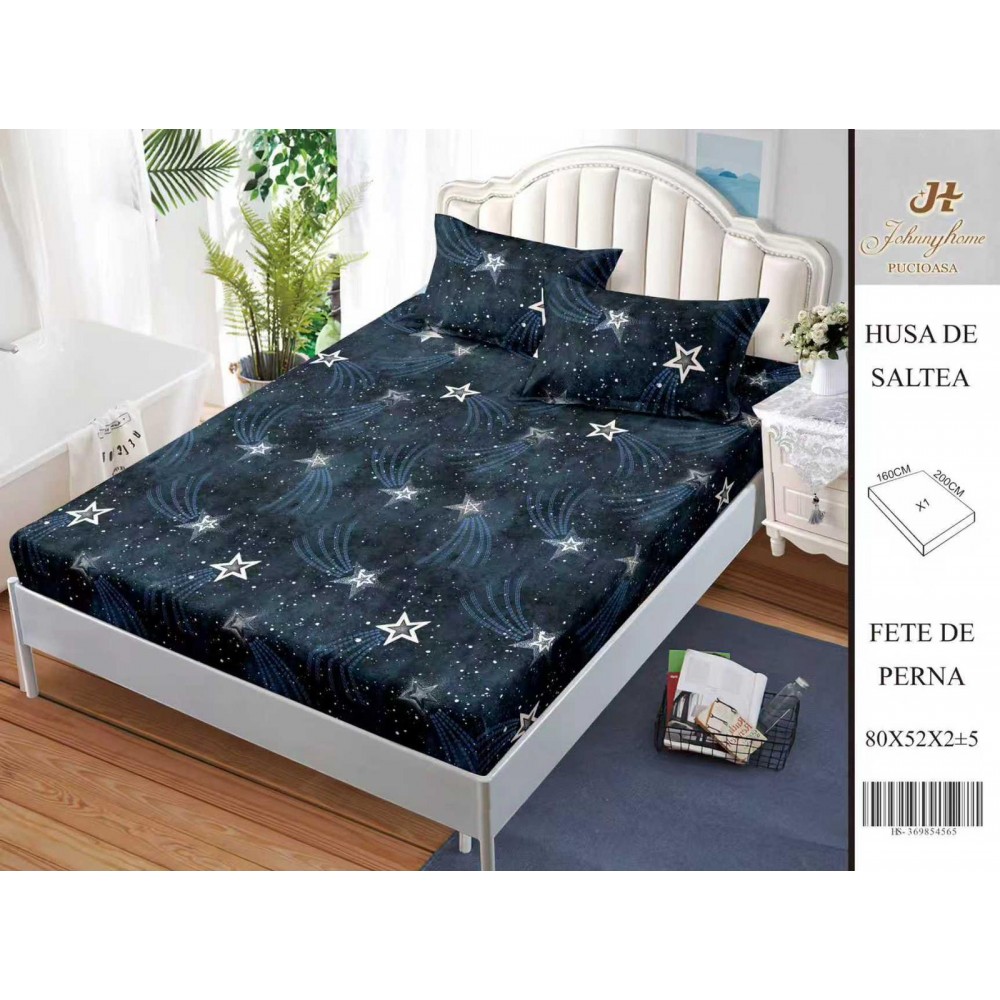 Husa de pat din Finet Satinat si fete de perna, 3 piese, 2 persoane, 160x200cm, HBSM71 Huse din bumbac satinat