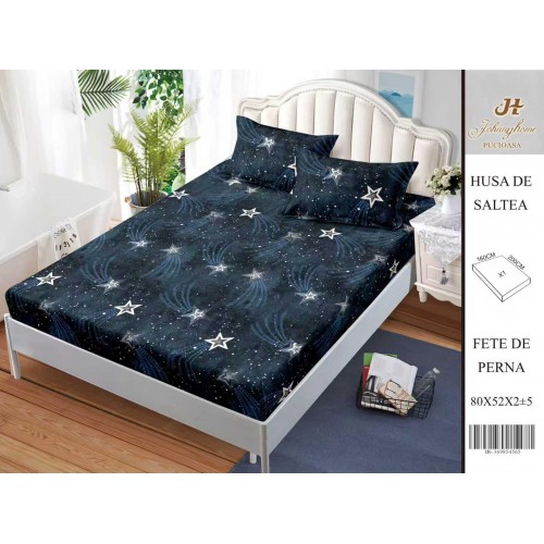 Husa de pat din Finet Satinat si fete de perna, 3 piese, 2 persoane, 160x200cm, HBSM71