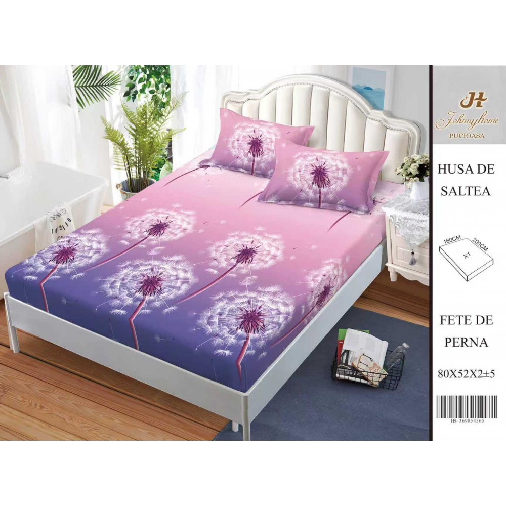 Husa de pat din Finet Satinat si fete de perna, 3 piese, 2 persoane, 160x200cm, HBSM72 Huse din bumbac satinat