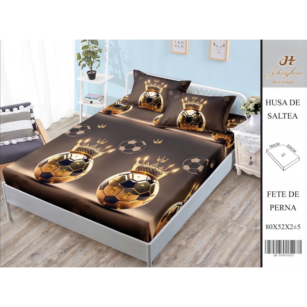 Husa de pat din Finet Satinat si fete de perna, 3 piese, 2 persoane, 160x200cm, HBSM73 Huse din bumbac satinat