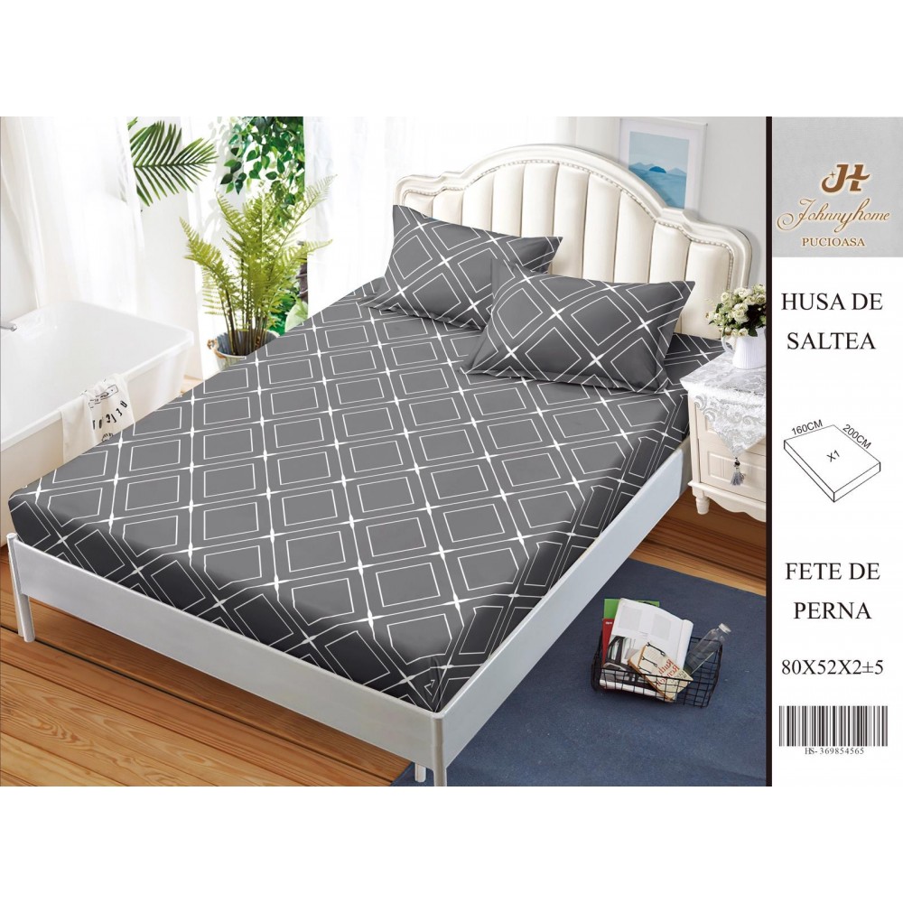 Husa de pat din Finet Satinat si fete de perna, 3 piese, 2 persoane, 160x200cm, HBSM76 Huse din bumbac satinat