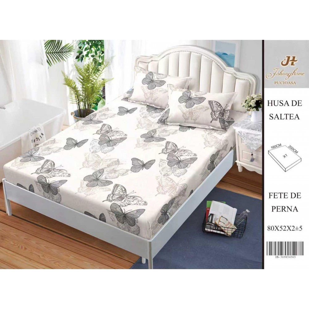 Husa de pat din Finet Satinat si fete de perna, 3 piese, 2 persoane, 160x200cm, HBSM78 Huse din bumbac satinat