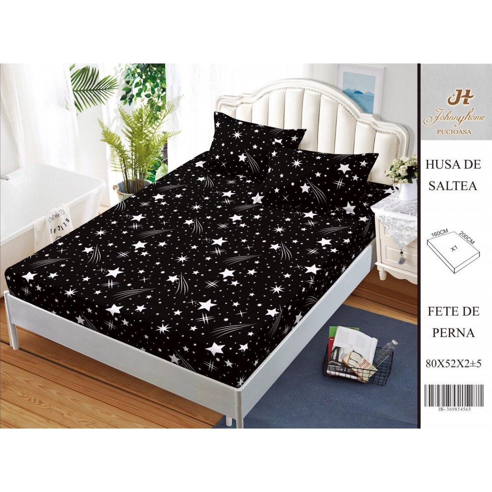 Husa de pat din Finet Satinat si fete de perna, 3 piese, 2 persoane, 160x200cm, HBSM79 Huse din bumbac satinat