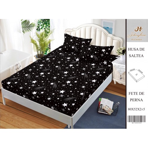 Husa de pat din Finet Satinat si fete de perna, 3 piese, 2 persoane, 160x200cm, HBSM79