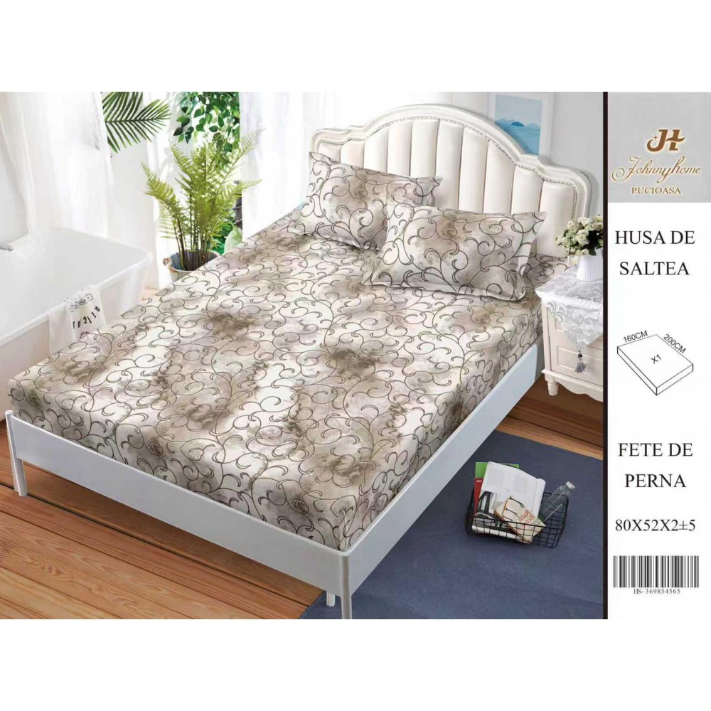 Husa de pat din Finet Satinat si fete de perna, 3 piese, 2 persoane, 160x200cm, HBSM81 Huse din bumbac satinat