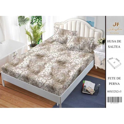 Husa de pat din Finet Satinat si fete de perna, 3 piese, 2 persoane, 160x200cm, HBSM81