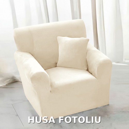 Husa de FOTOLIU din Catifea 1 Loc , HCJM1L7 IVOIRE