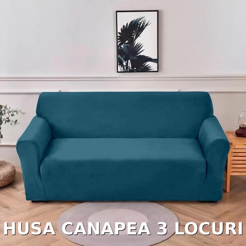 Husa de Canapea din Catifea 3 Locuri , HCM3L2 TURQOISE
