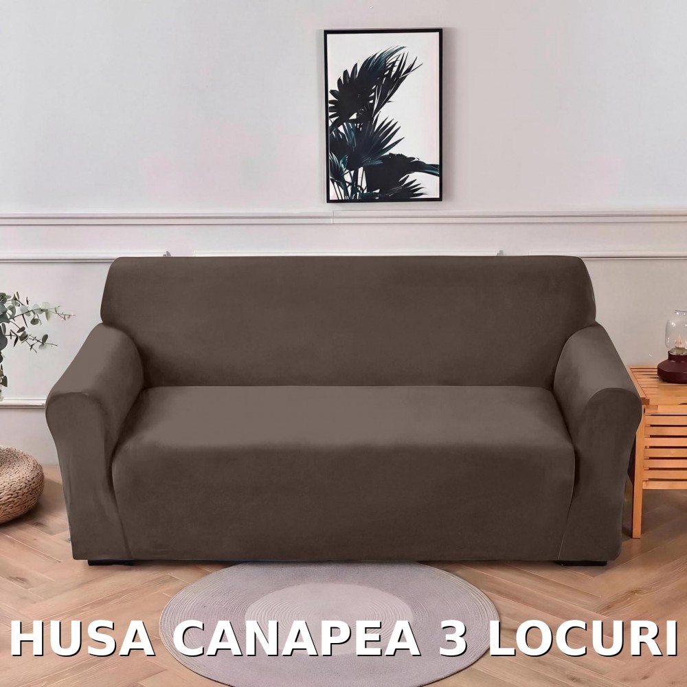 Husa de Canapea din Catifea 3 Locuri , HCM3L4 MARO HUSE ELASTICE CATIFEA FOTOLII,CANAPELE SI COLTARE