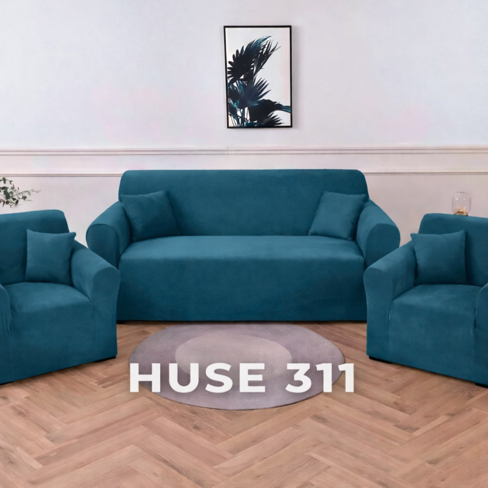 Husa de Canapea din Catifea 311 (CANAPEA + 2 FOTOLII) H311M2 turqoise HUSE ELASTICE CATIFEA FOTOLII,CANAPELE SI COLTARE