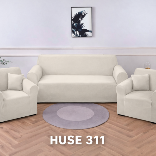 Husa de Canapea din Catifea 311 (CANAPEA + 2 FOTOLII) H311M5 ivoire-grej