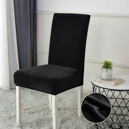 Set 6 huse universale pentru scaun, CATIFEA, jhonny Home, NEGRU, HSMC3